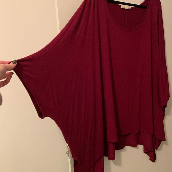 Burgundy Draped Top - Picture 2 of 4